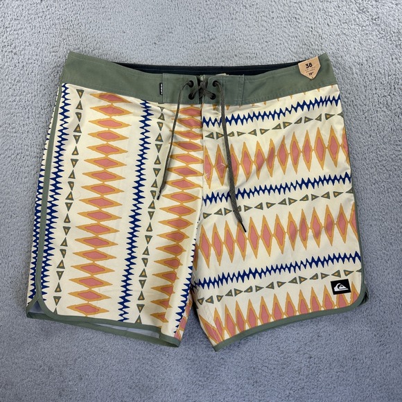 Quiksilver Shorts Mens 38 Aztec Southwest  Surfsilk Scallop 19" Board‎ Surf NEW - Picture 1 of 10